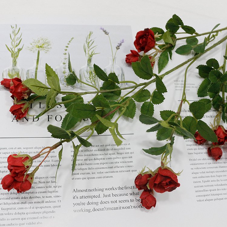 Maylos Long Stem Flowers Mini Silk White Red Yellow Roses Artificial Flower Wedding Artificial Roses
