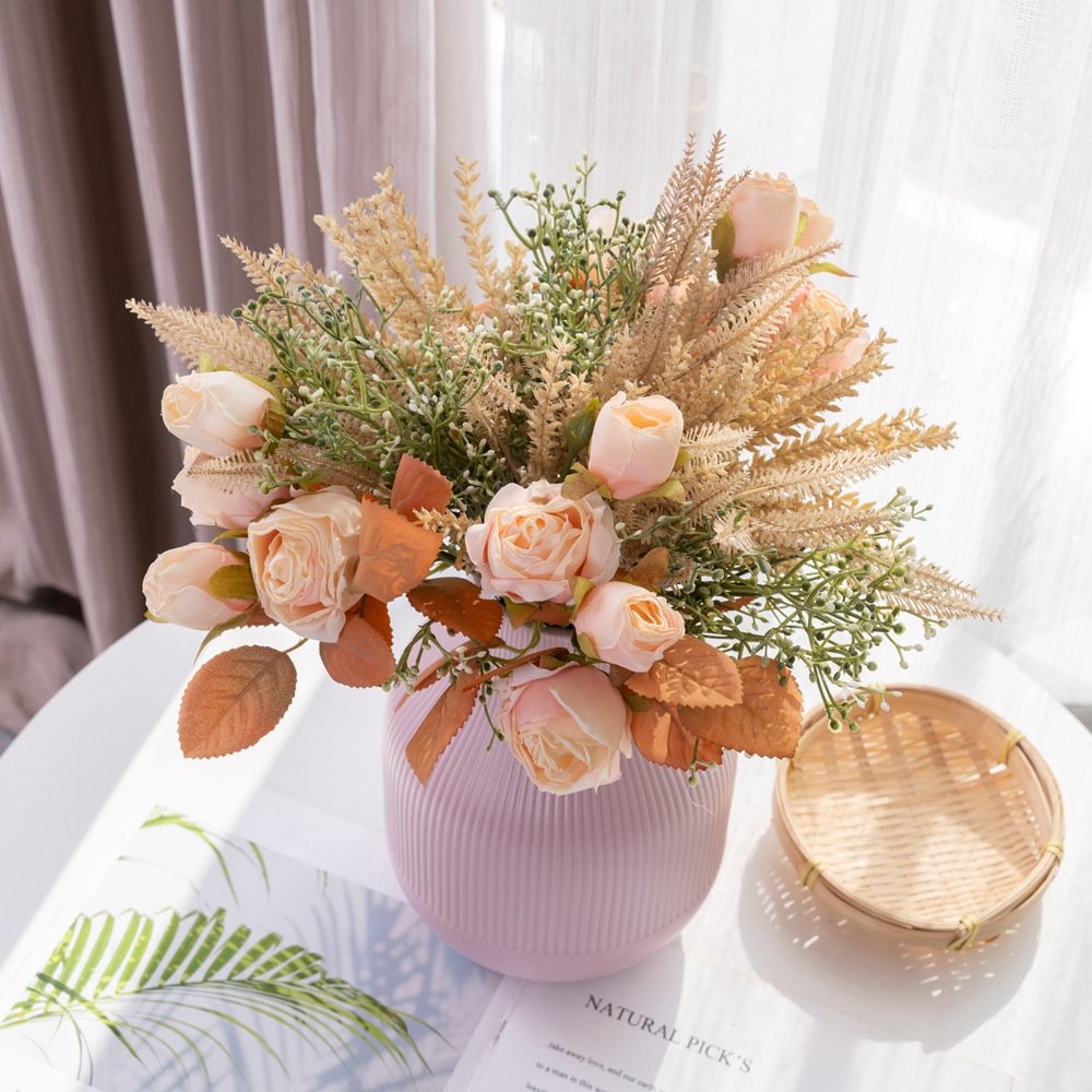 YC1006 Artificial Flowers Simulated Roses Dried Flowers Wedding Celebrations INS Style Home Decorations Cross-Border Wholesale