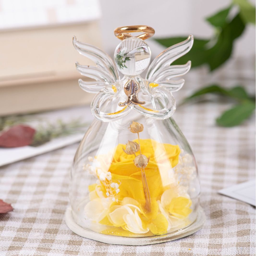 customized Hot Sale Handmade Eternal Real Preserved Roses In Glass Dome Box For Mothers Day Valentine's Day Gifts Decor