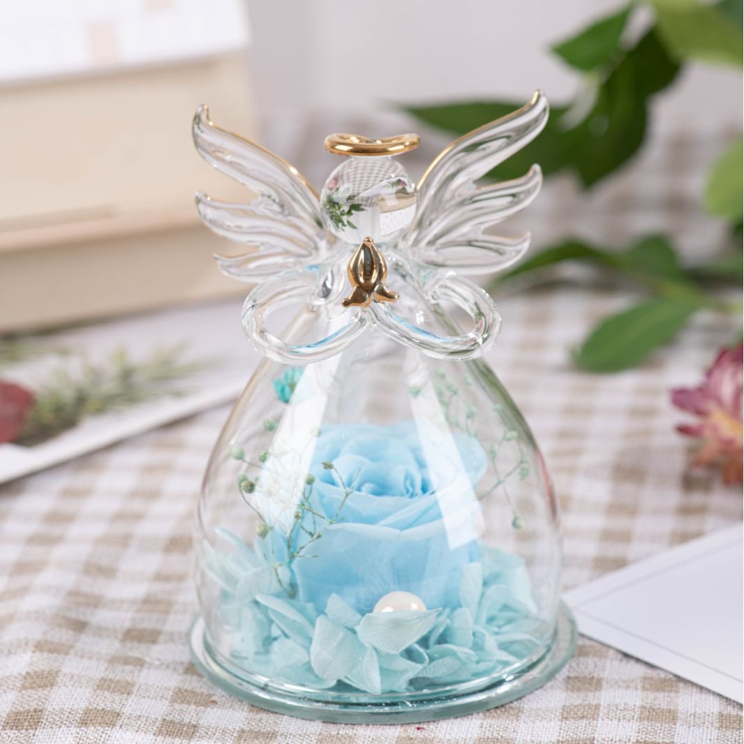 customized Hot Sale Handmade Eternal Real Preserved Roses In Glass Dome Box For Mothers Day Valentine's Day Gifts Decor