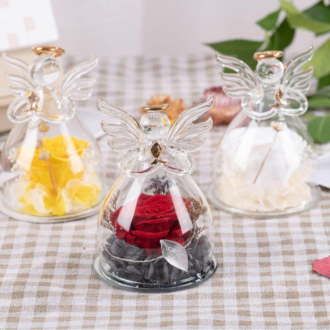 customized Hot Sale Handmade Eternal Real Preserved Roses In Glass Dome Box For Mothers Day Valentine's Day Gifts Decor