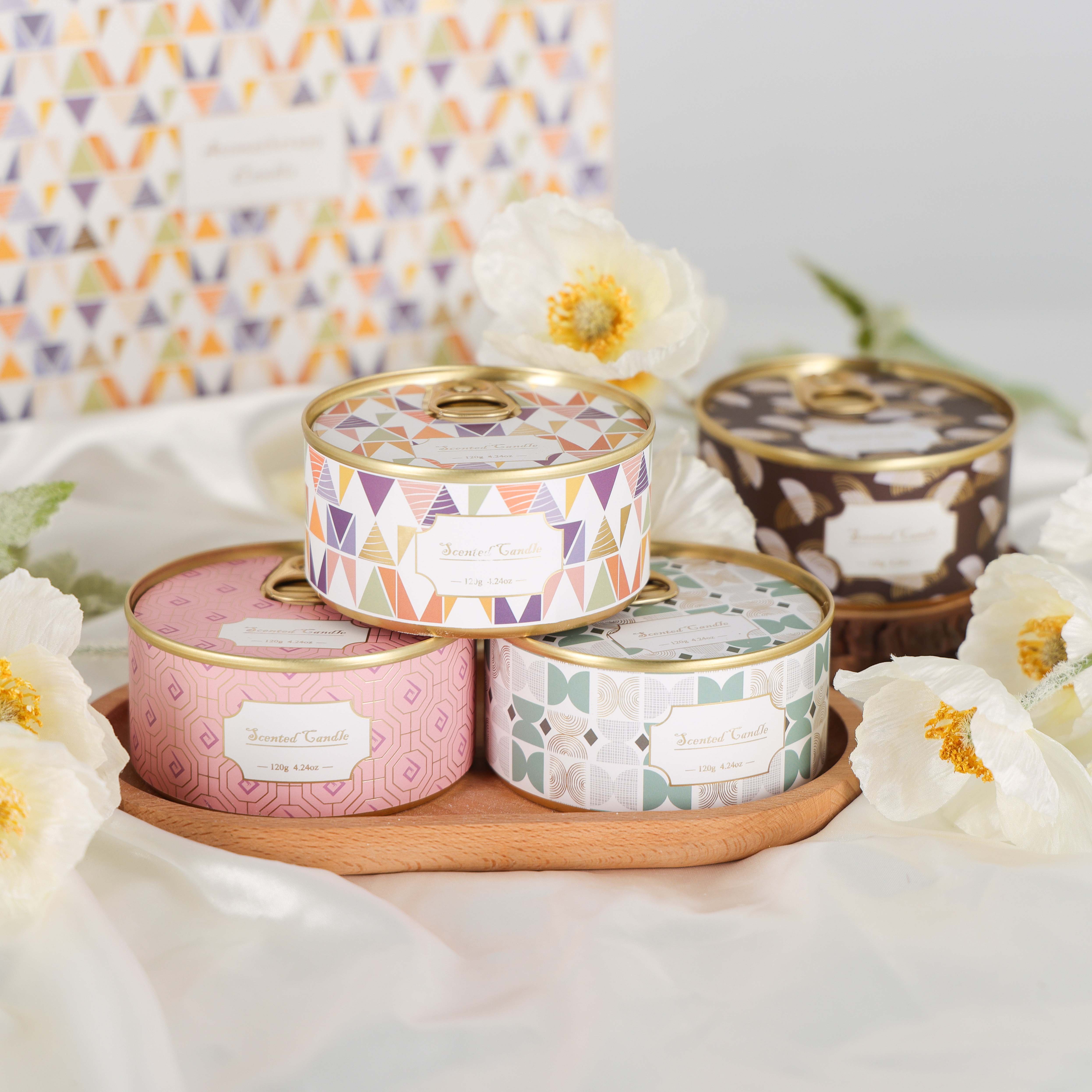 Singhua Custom 4 pcs Tin Jar Soy Candle Gift Set Natural Soy Wax For Wedding Birthday Christmas Gift Soy Scented Candles