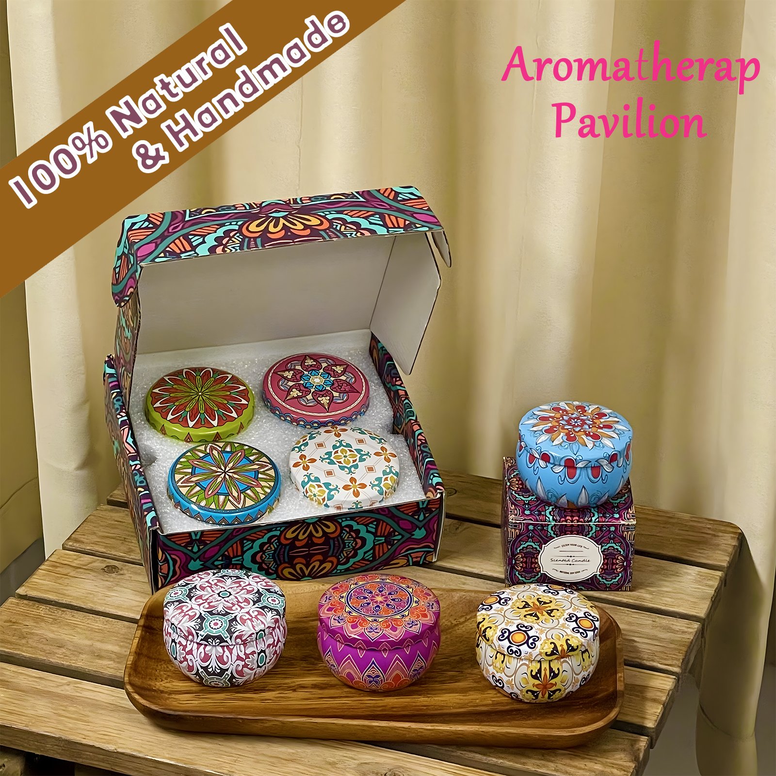 4PCS Various Colors Luxury Decorative Soy Wax Scented Candles Lighting Wedding Souvenirs Aroma Tins Design Scented Candles Set