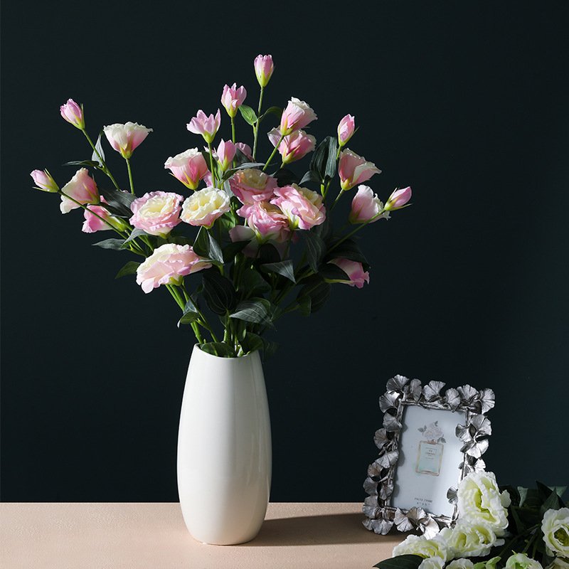 Manufacturers customized 4 head eustoma high-grade silk flowers dried flowers home decorations wedding artificial flowers