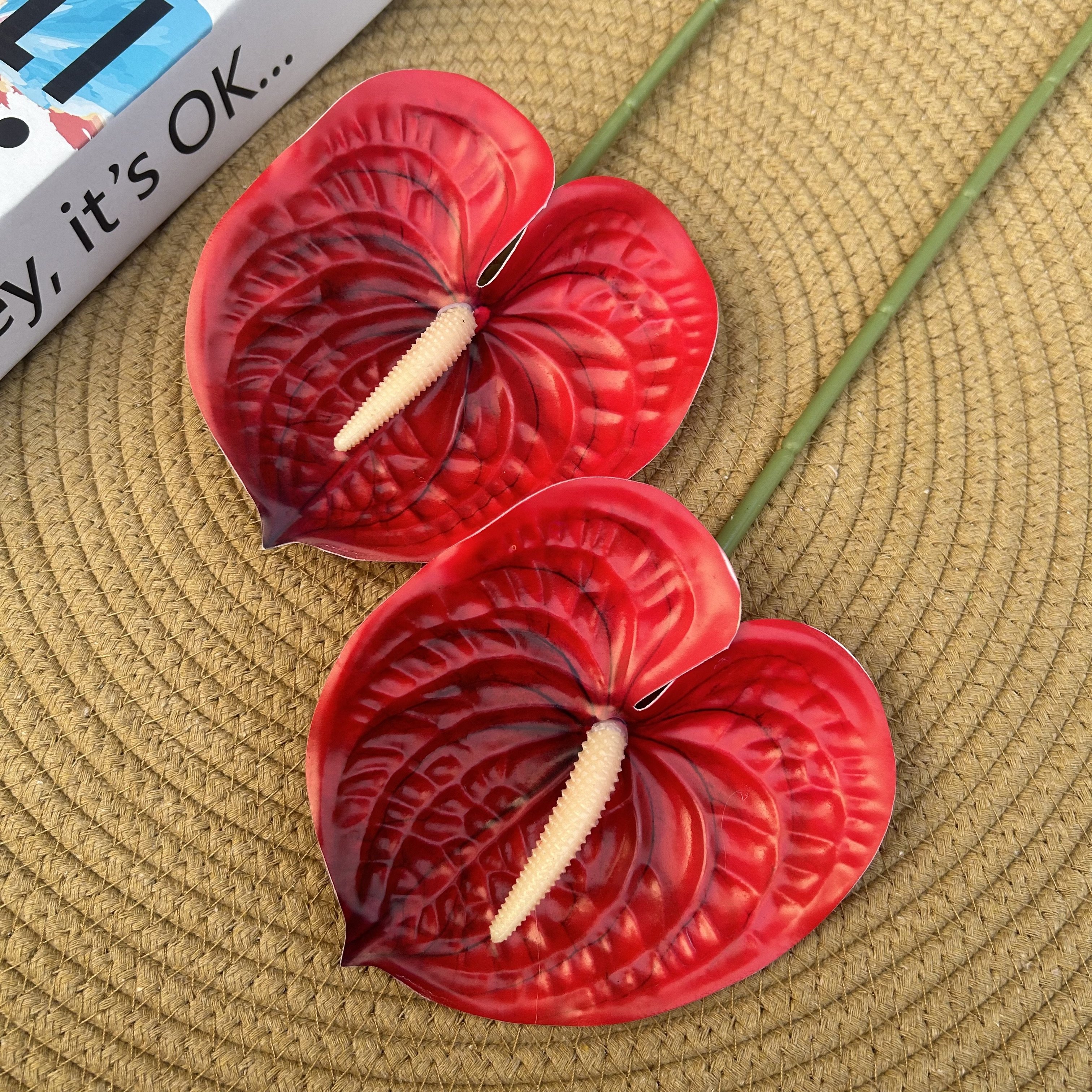 Single Stem Best-Selling High-Quality Artificial Real Touch Anthurium Flower Decorative Arrangement