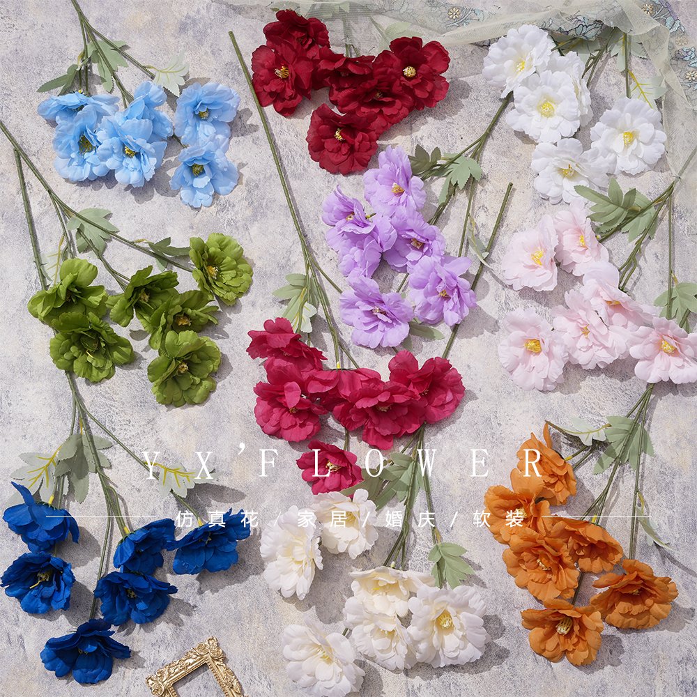 6-head Hibiscus Wedding Auditorium Photography Landscape Simulation Flowers Beautiful Wedding Hotel Layout Silk Flowers