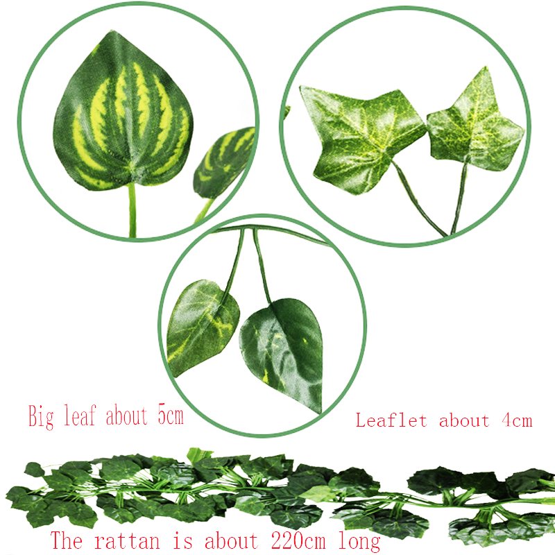 2.2m Green Ivy 81 Leaves Artificial Plants Grape Vine Foliage Home Wedding Decorative Flowers Artificial Dried Door Grape Leaf
