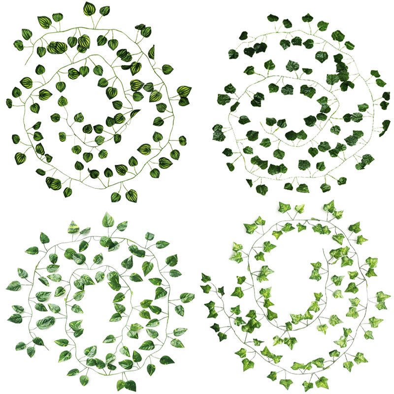 2.2m Green Ivy 81 Leaves Artificial Plants Grape Vine Foliage Home Wedding Decorative Flowers Artificial Dried Door Grape Leaf