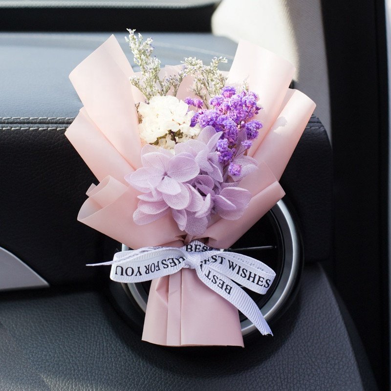 Wholesale Car Decoration Air Outlet Creative Perfume Car Air Freshener Flower preserved rose Mini Bouquet dried flower bouquet