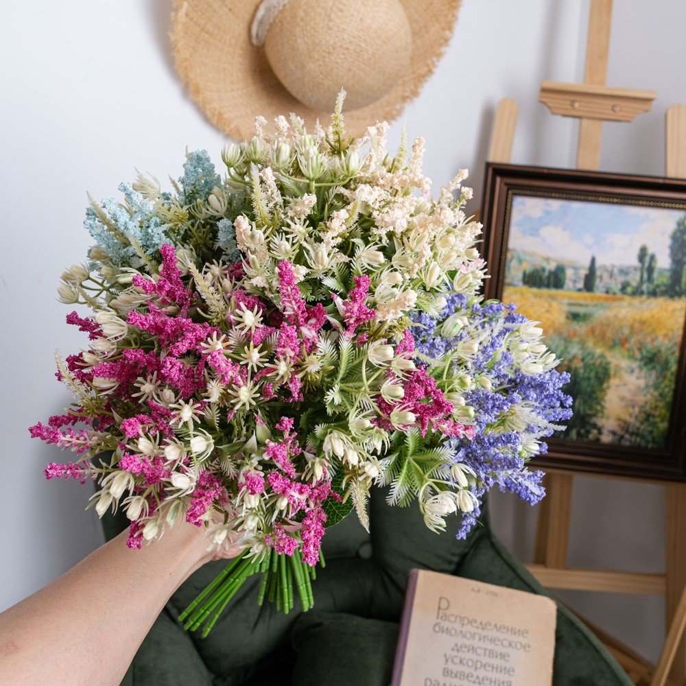34cm Lavender INS Wind Artificial Flower Bouquet Factory Direct Home Party Wedding Cross-Border Decorations Dried Flowers Plants