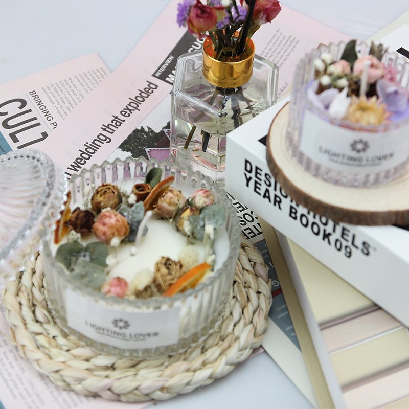 handmade eco-friendly dried flower soy wax custom luxury scented candle