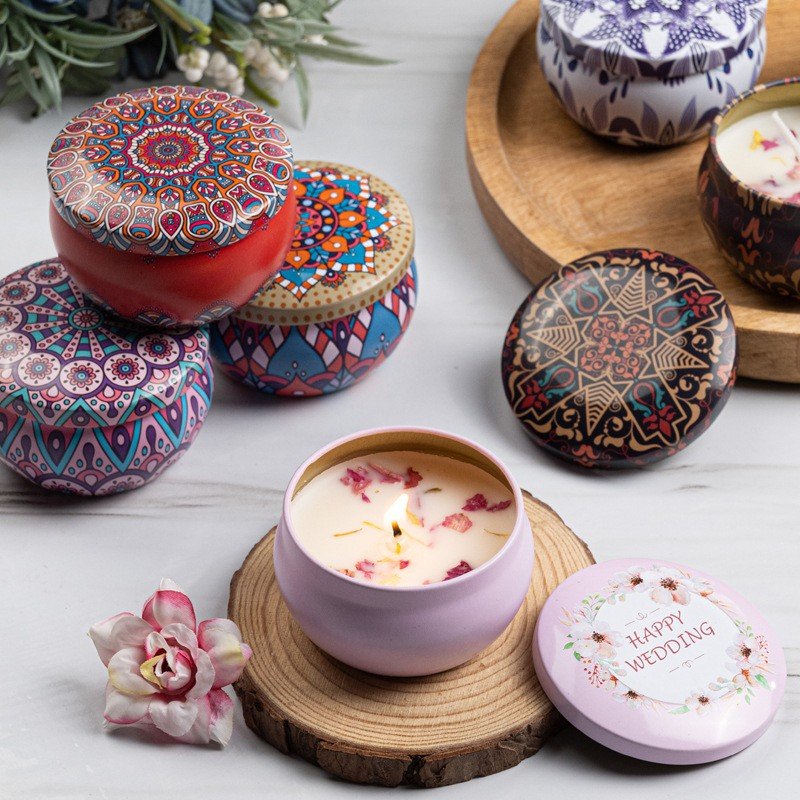 Souvenir Return Gifts Dried Flower Fragrance Candle Wedding Favors and Birthday Gifts Floral Aroma Fragrance Scented Candle