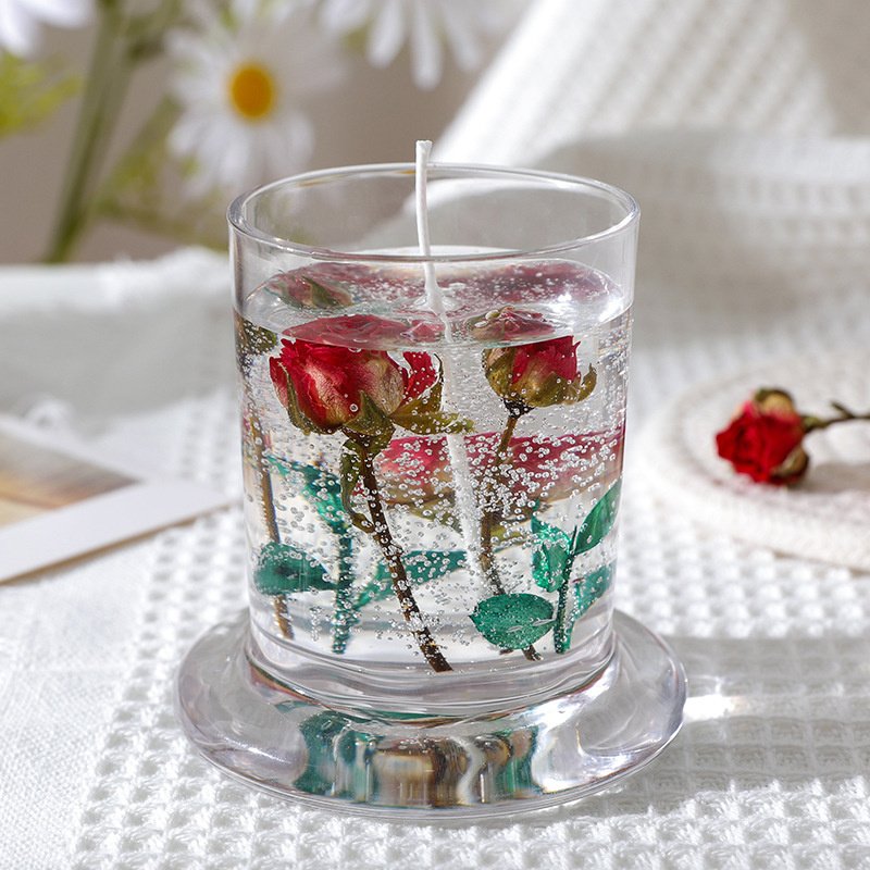 Custom Home Decor Soy Wax Gel Candle Natural Dried Flower Decorated Glass with Scent Premium Quality Handmade Candle Supplies