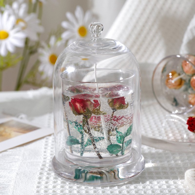 Custom Home Decor Soy Wax Gel Candle Natural Dried Flower Decorated Glass with Scent Premium Quality Handmade Candle Supplies