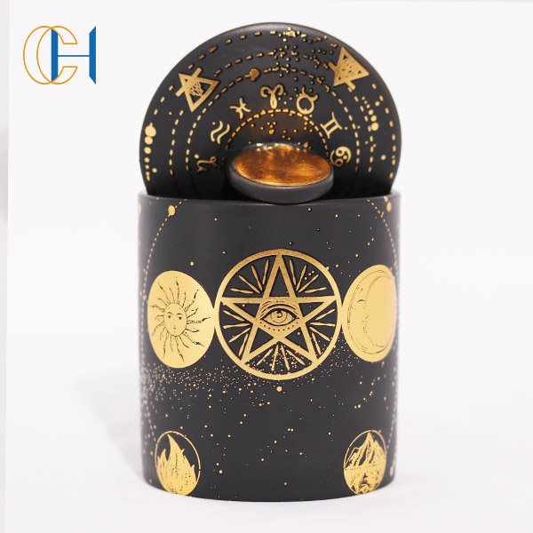 C&H High Quality Handcrafted Custom Logo OEM Luxury Star Coin Zodiac Crystal Scented Candle With Package