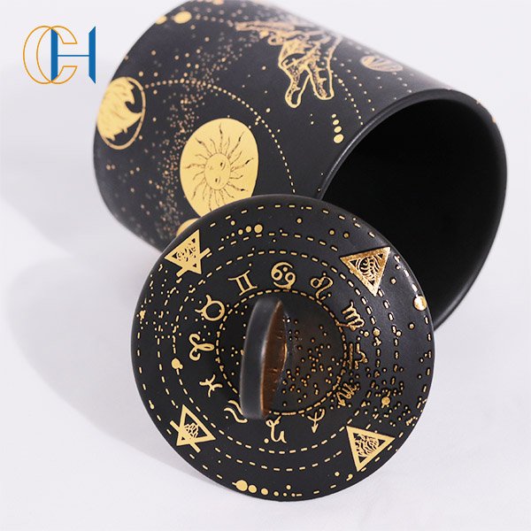 C&H High Quality Handcrafted Custom Logo OEM Luxury Star Coin Zodiac Crystal Scented Candle With Package