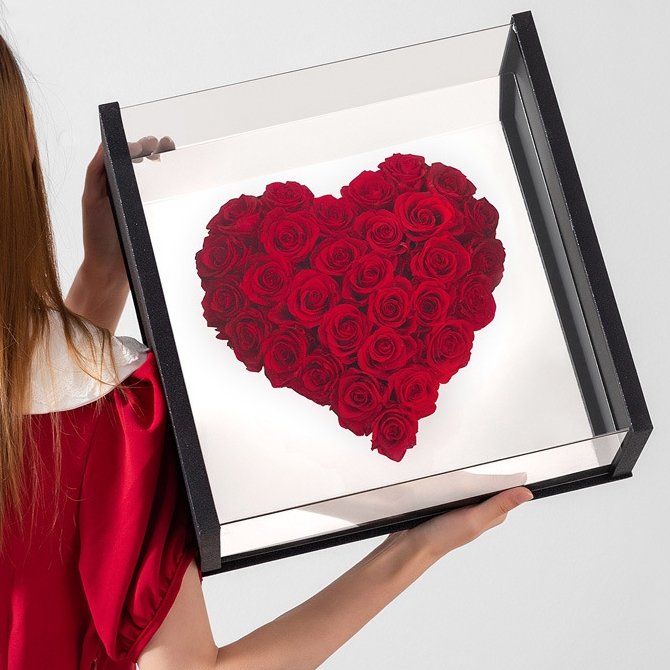 valentines day gift preserved flower box Angel heart Real Heart Roses Acrylic Gift Box Eternal flower birthday decoration