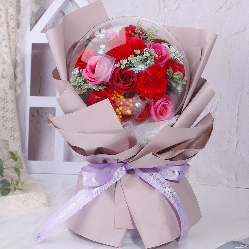 Eternal Life Flower Acrylic Box Popo Balloon Decorative Flower Christmas Gift Gift Bouquet