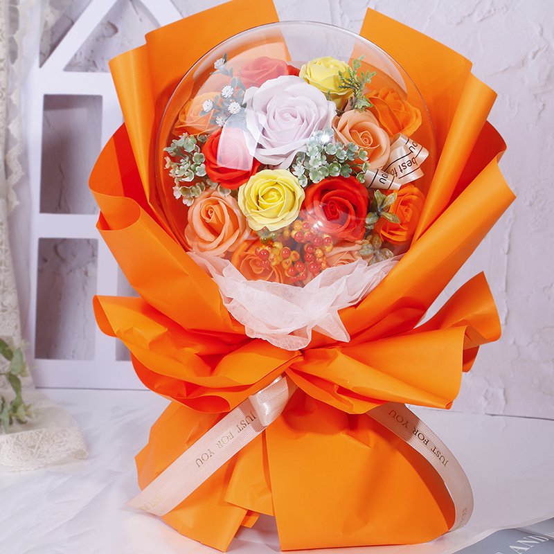 Eternal Life Flower Acrylic Box Popo Balloon Decorative Flower Christmas Gift Gift Bouquet