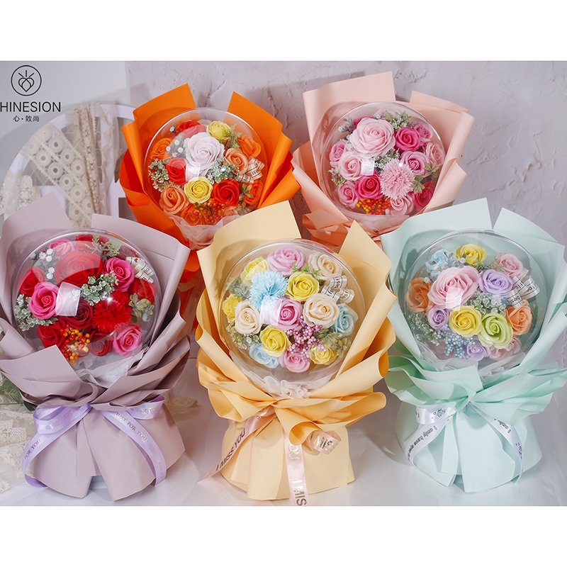 Eternal Life Flower Acrylic Box Popo Balloon Decorative Flower Christmas Gift Gift Bouquet