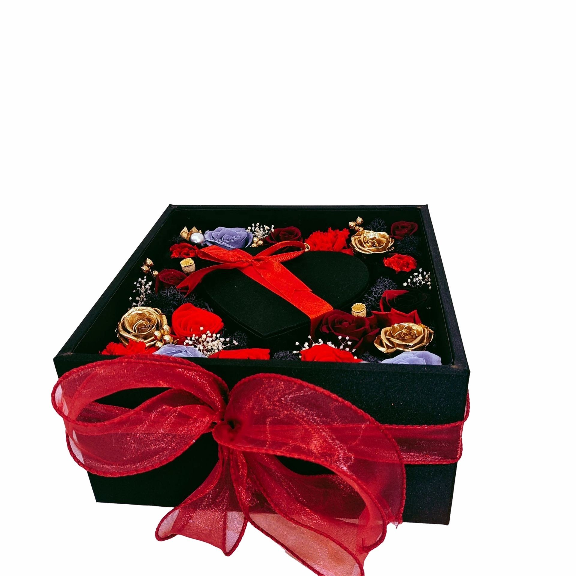 Luxury Square Flower Box eternal rose with Preserved Roses and Fresh Material for Christmas Wholesale Sale