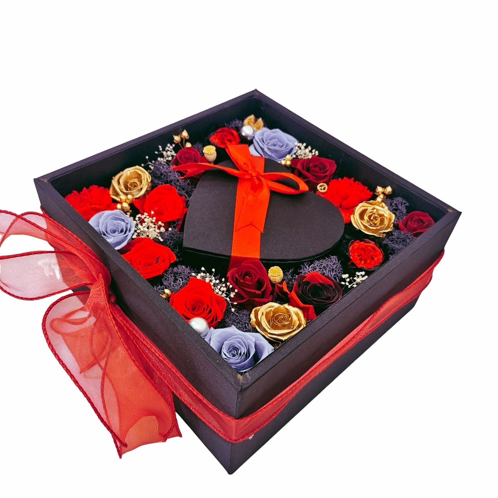 Luxury Square Flower Box eternal rose with Preserved Roses and Fresh Material for Christmas Wholesale Sale