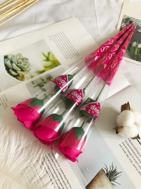 High Quality Artificial Single Velvet Rose Flower Colorful Rose White Red Roses Long Stem Flowers Christmas Party Gifts