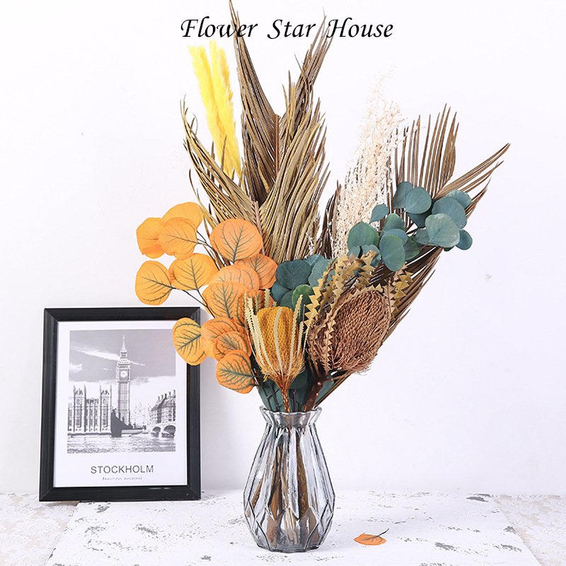 INS Hot Selling DIY Natural Preserved Cycas Sago Palm Tree Leaves Real Dried Flower Folium Wedding Christmas Decorations