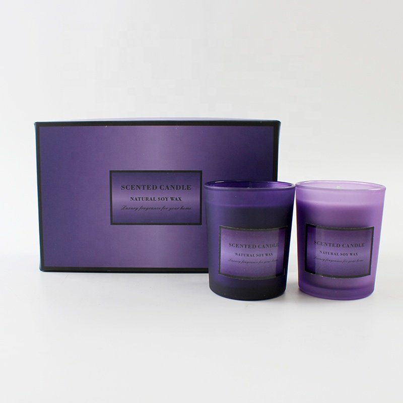Luxury Aroma Candle Decoration Gift Scented Soy Candle Set Gift Paper Box with Design Logo Scented Purple Soy Wax Wholesale