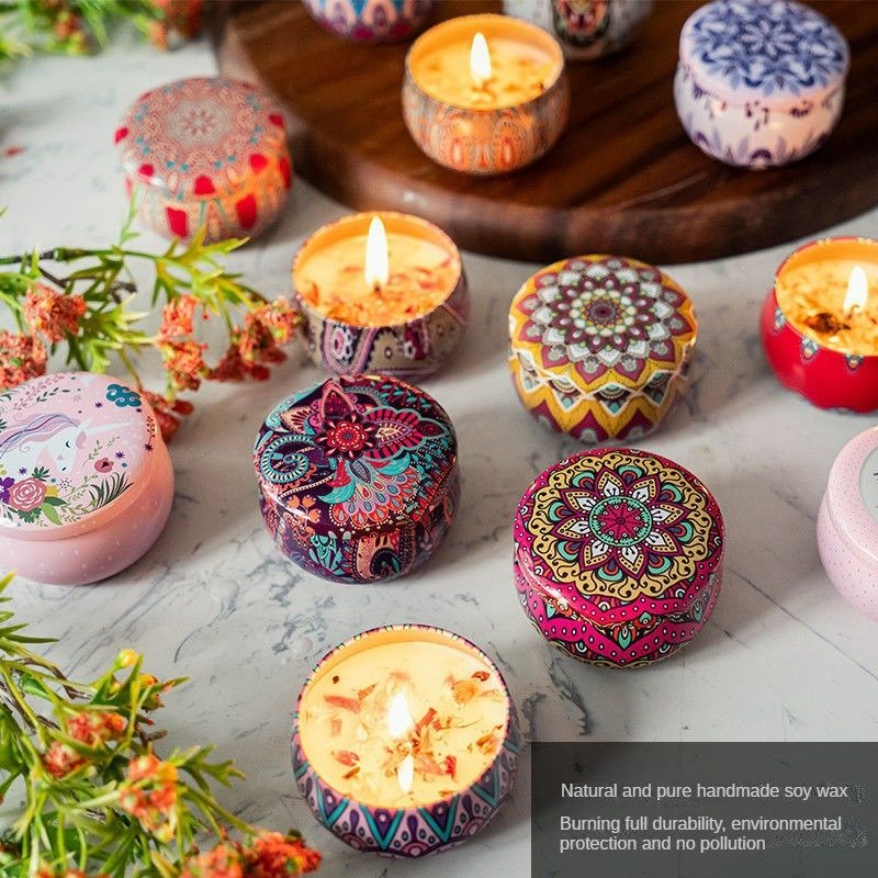 Scented Candles Dried Flower Candle Smokeless Soy Wax Horse Mouth Jar Companion Aromatherapy For Living Room
