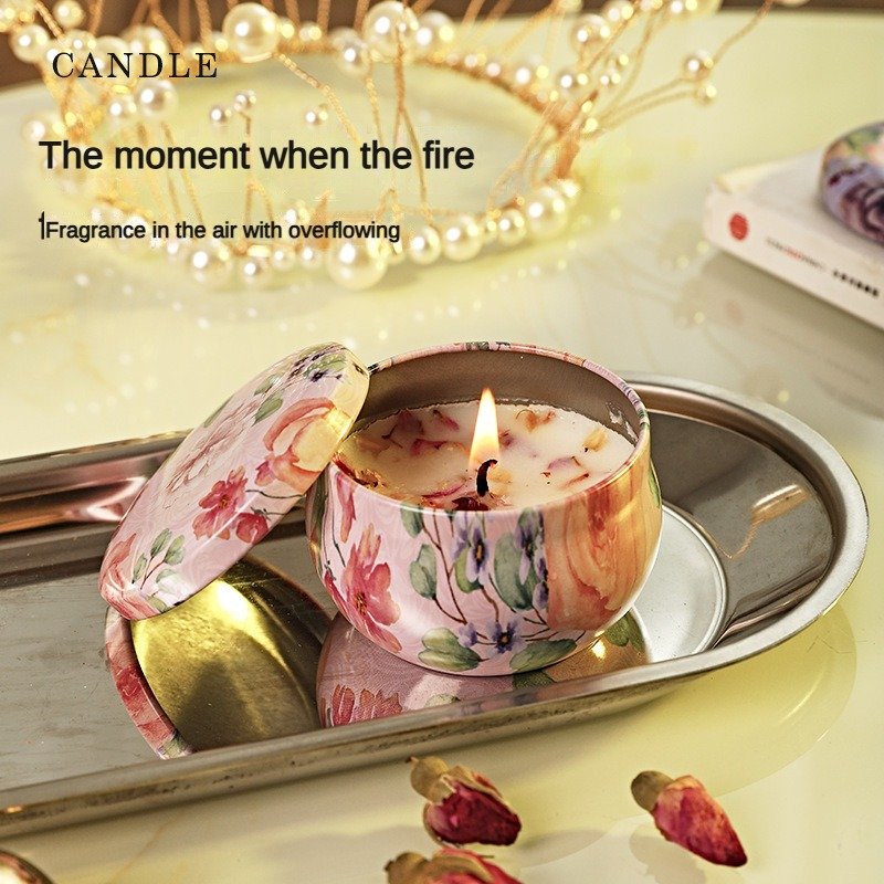 Scented Candles Dried Flower Candle Smokeless Soy Wax Horse Mouth Jar Companion Aromatherapy For Living Room