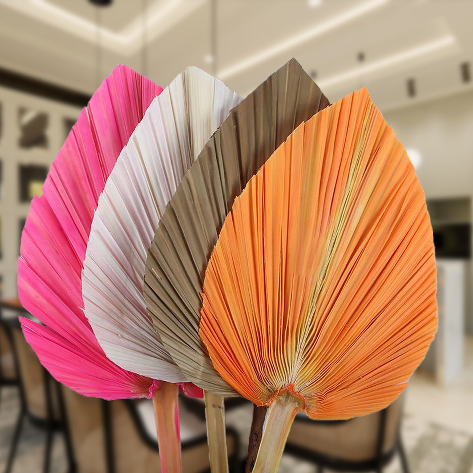 Hot-selling Colourful Natural Dried Palm Leaves Decor Boho Palm Fans Tropical Palm Flowers for Wedding House Party Kitchen Decor