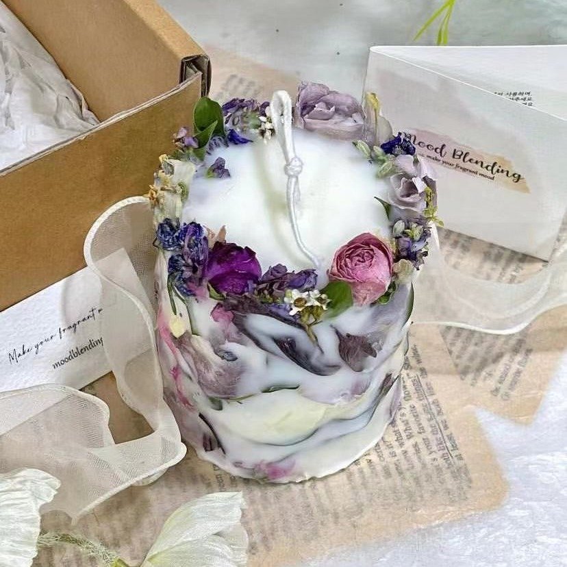 Hot Sale Wedding Candle Romantic Rose Dried Flowers Cylinder Aromatherapy Luxury Scented Candles Holiday Gifts Party Supplies