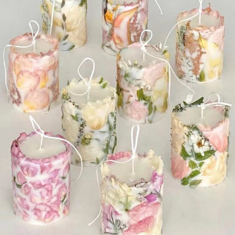 Soy Wax Scented Candle With Dried Flowers Bougie Decorative Velas Aromaticas Candelas Soy Wax Scented Candle Candles