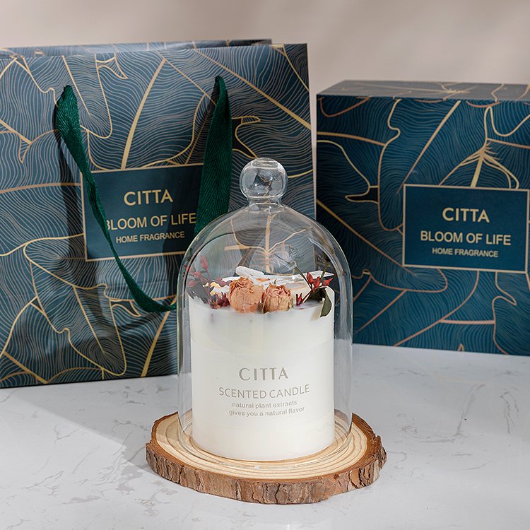 Custom Brand Dried Flower Scented Soy Candle in Creative E-commerce Holiday Gift Box Personalized Scented Candle