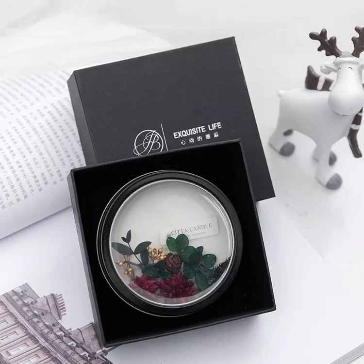 Hot Sale OEM Dry Flower Candle Scented Wax Candles Romantic Gift Soy Wax Candles Scented