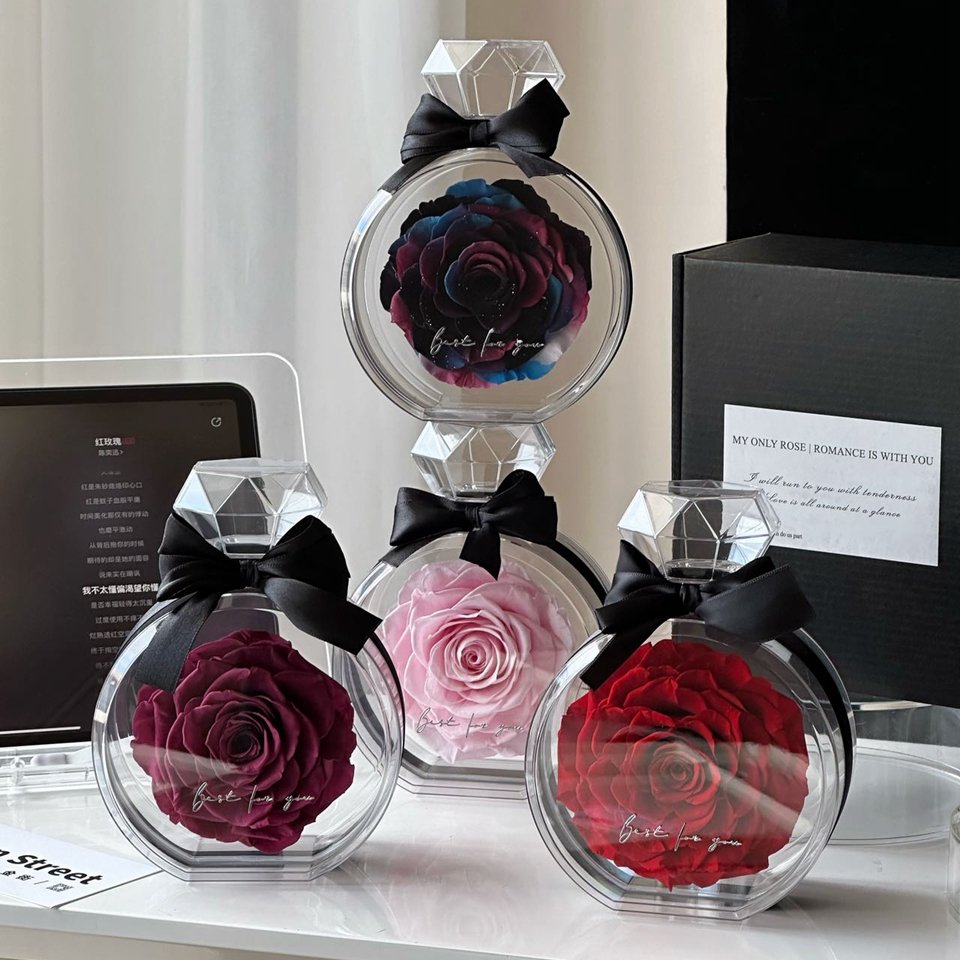 Valentines day gift natural real forever everlasting Dried immortal eternal rose red preserved flowers