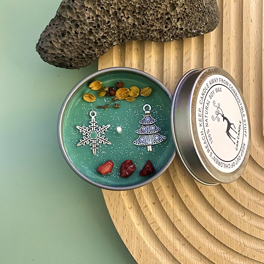 Luxury Crystals Soy Wax Healing Stones Flower Pressed Scented Candles With lid