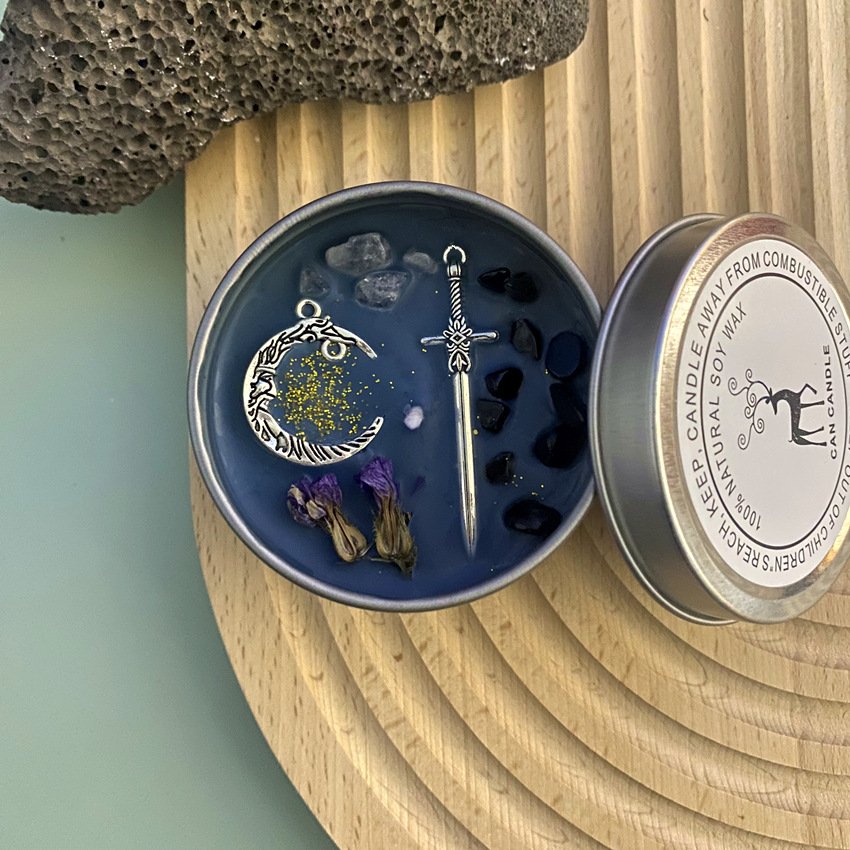 Luxury Crystals Soy Wax Healing Stones Flower Pressed Scented Candles With lid