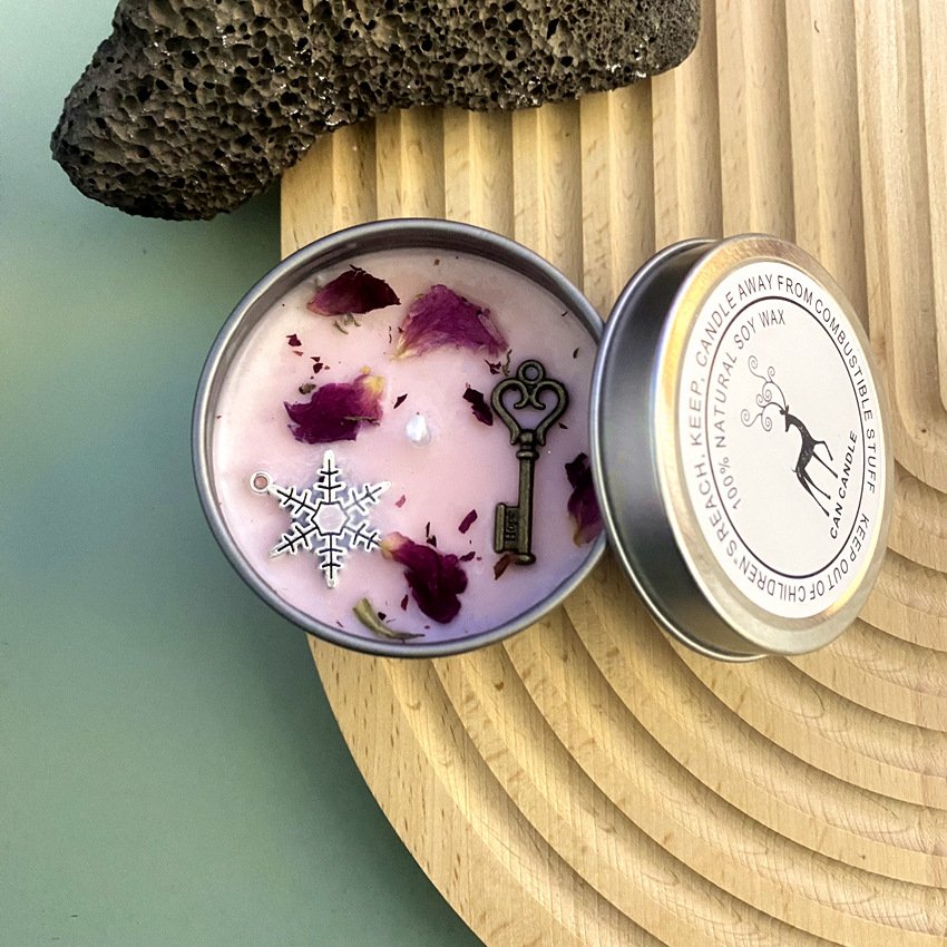 Luxury Crystals Soy Wax Healing Stones Flower Pressed Scented Candles With lid