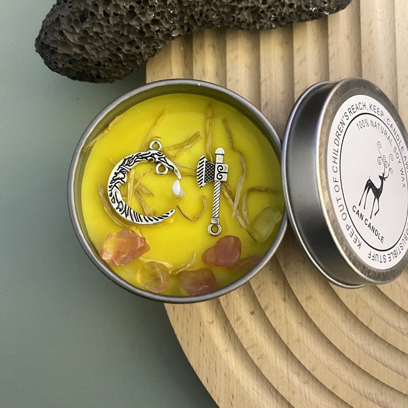 Luxury Crystals Soy Wax Healing Stones Flower Pressed Scented Candles With lid