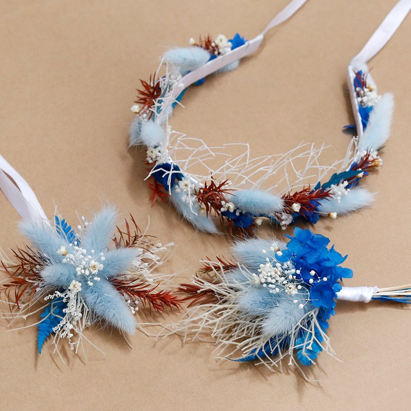 XH-002 women real jewelry mini gift set bouquet dried flower Wrist boutonniere corsage wedding head garlands and wreaths decor