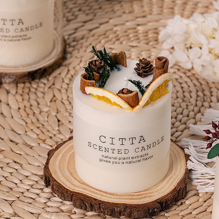 Custom Women Gift Set Handmade Vanilla Scented Glass Candle Organic Soy Wax Dried Flower Aroma-for Home Decoration