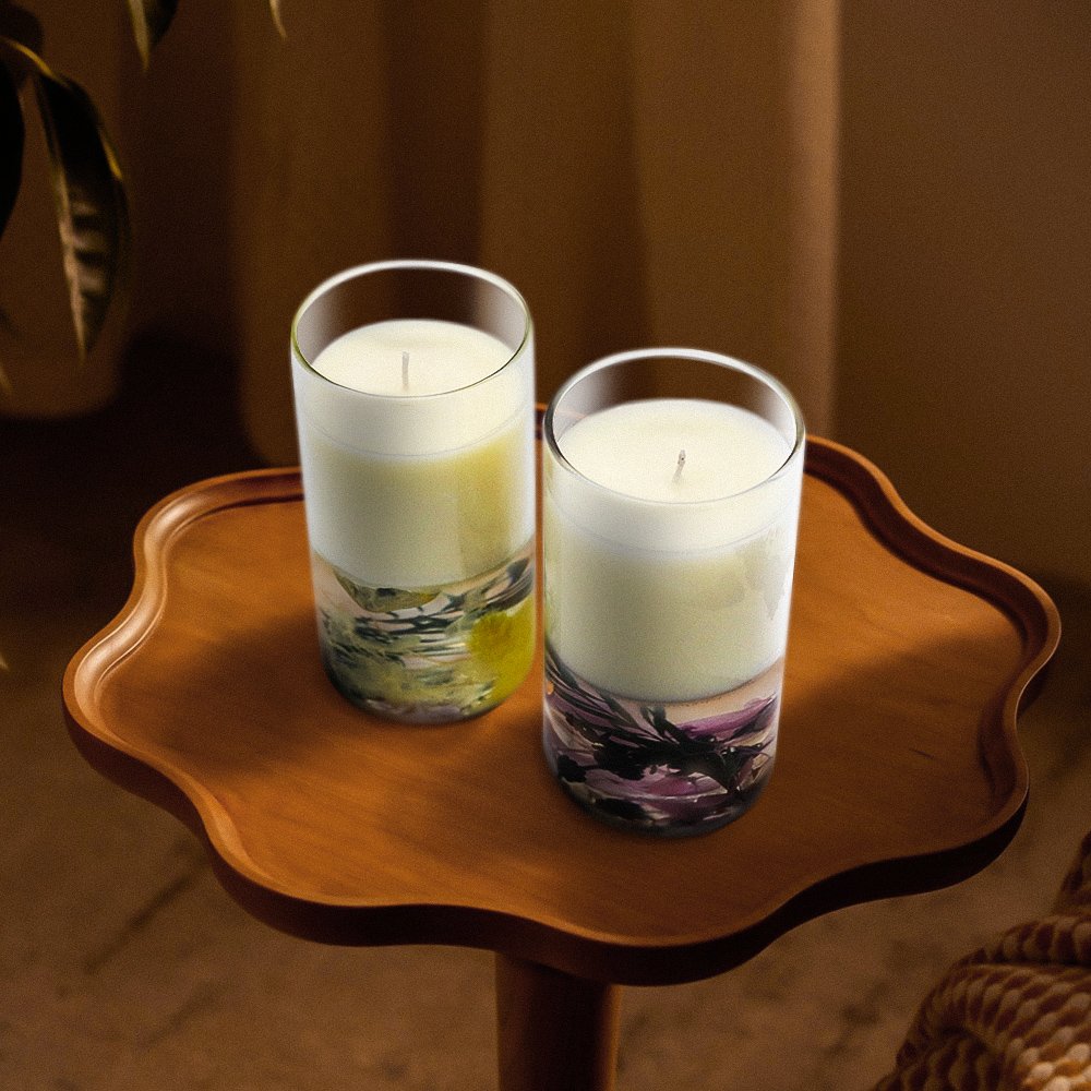 130G/4.58oz custom Logo 35H botanical Aromatherapy dried flower candle scented candle set with gift box for Home Decor