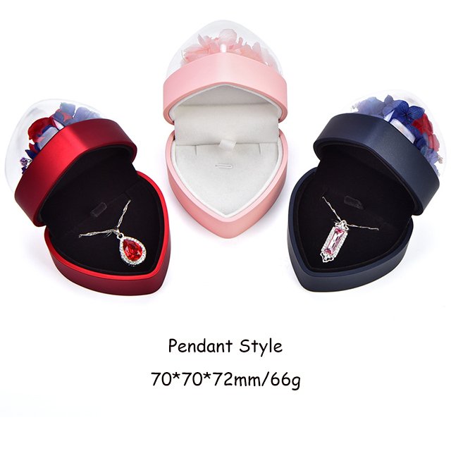 Valentine's Day Mother's Day Children's Day gift box flower popular heart-shaped eternal flower jewelry ring pendant gift box