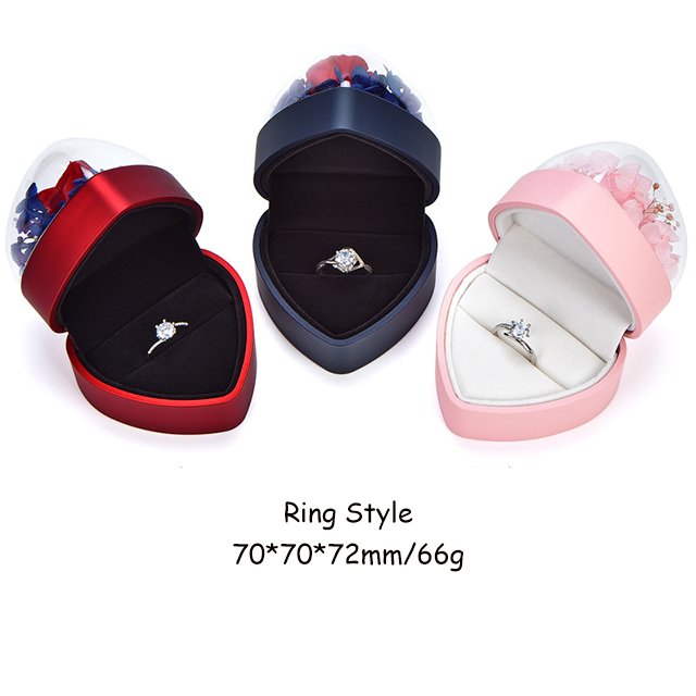 Valentine's Day Mother's Day Children's Day gift box flower popular heart-shaped eternal flower jewelry ring pendant gift box