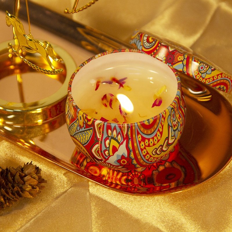2024 Scented dried flowers creative tin cans home sprinkles gifts soy wax scented luxury custom birthday candles