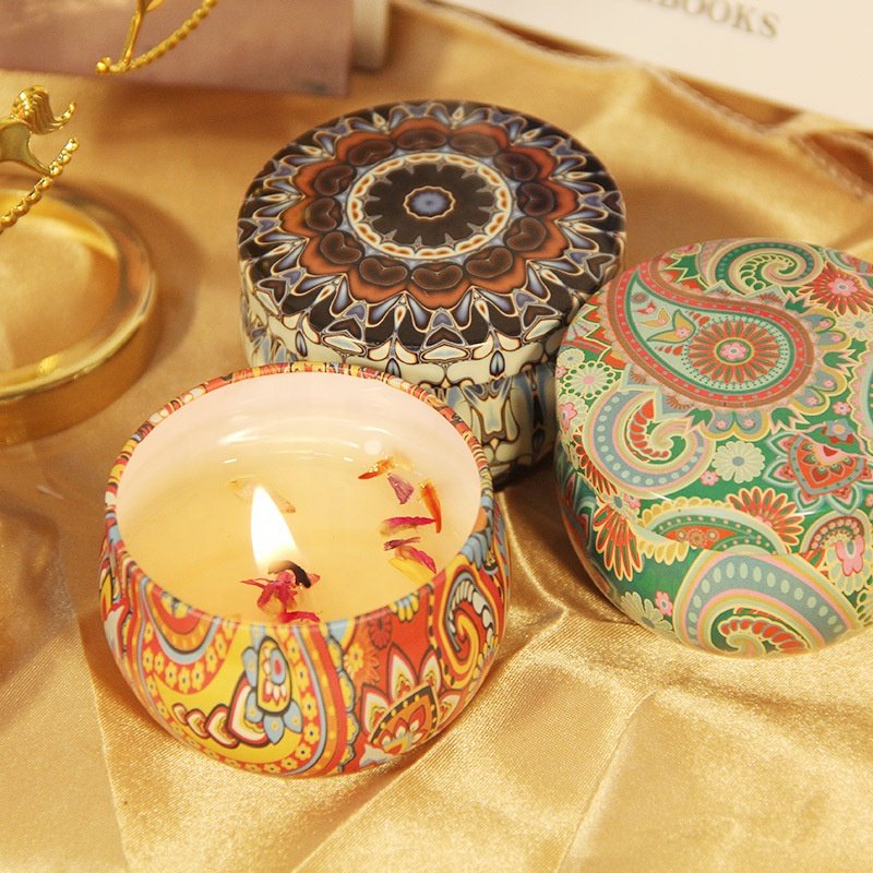 2024 Scented dried flowers creative tin cans home sprinkles gifts soy wax scented luxury custom birthday candles