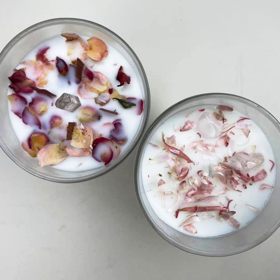 wholesale gemstones dried flower healing crystals infused scented candles