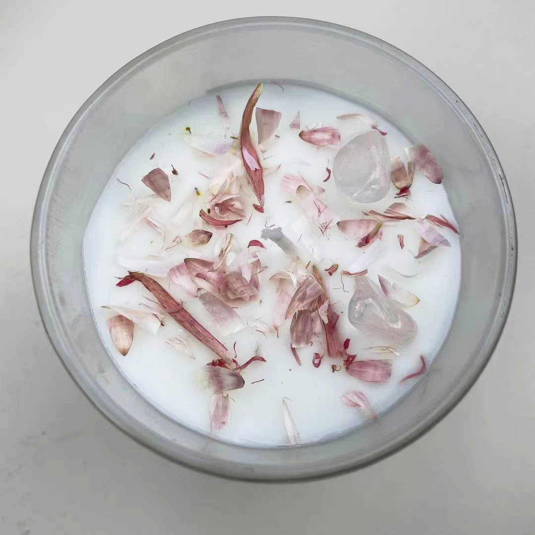 wholesale gemstones dried flower healing crystals infused scented candles